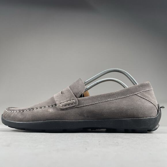 Samuel Hubbard Free Spirit Men’s 10.5 M Slip On Driving Penny Loafer Gray Nubuck - Picture 1 of 9